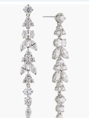 Elegant White Crystal Drop Earrings - Women Jewelry